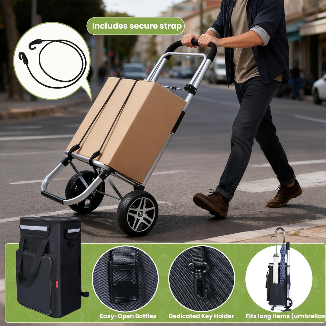 YEAUPE PRO Einkaufstrolley klappbar 49L, bis 25 kg Tragkraft, 21 cm Räder, Aluminiumrahmen, kompakte