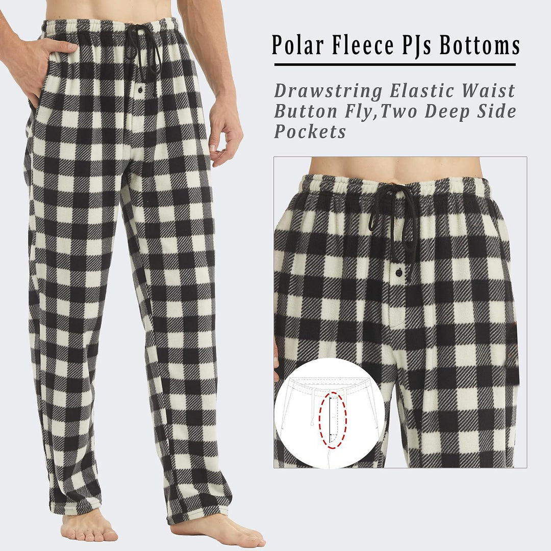 YUSHOW 2er Pack Schlafanzughose Herren Lang Fleece Karierte Pyjamahose Winter Warm Pyjama Hose Soft