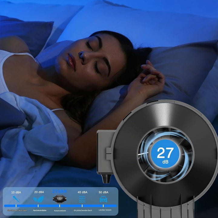 Aygrochy Regelbar Rohrventilator 100mm, Abluftventilator 363 m³/h, EC motor Rohrlüfter mit EU-Stecke