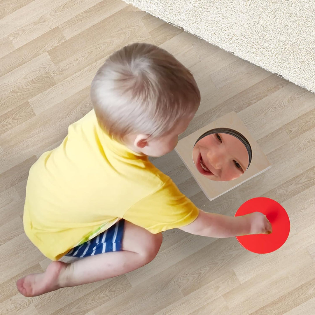 Montessori Baby Spiegel Spielzeug,Montessori Spiegel Peekaboo Knopf Puzzle-Jumbo Knopf Baby Puzzles