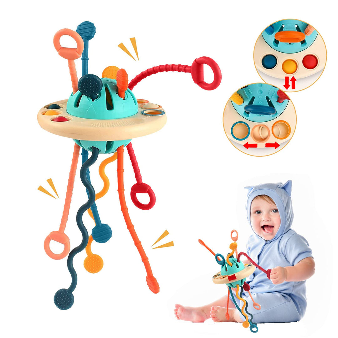Baby Montessori Spielzeug 12–18 Monate, Sensorisches Spielzeug Silikon Zugschnur Aktivitätsspielzeug