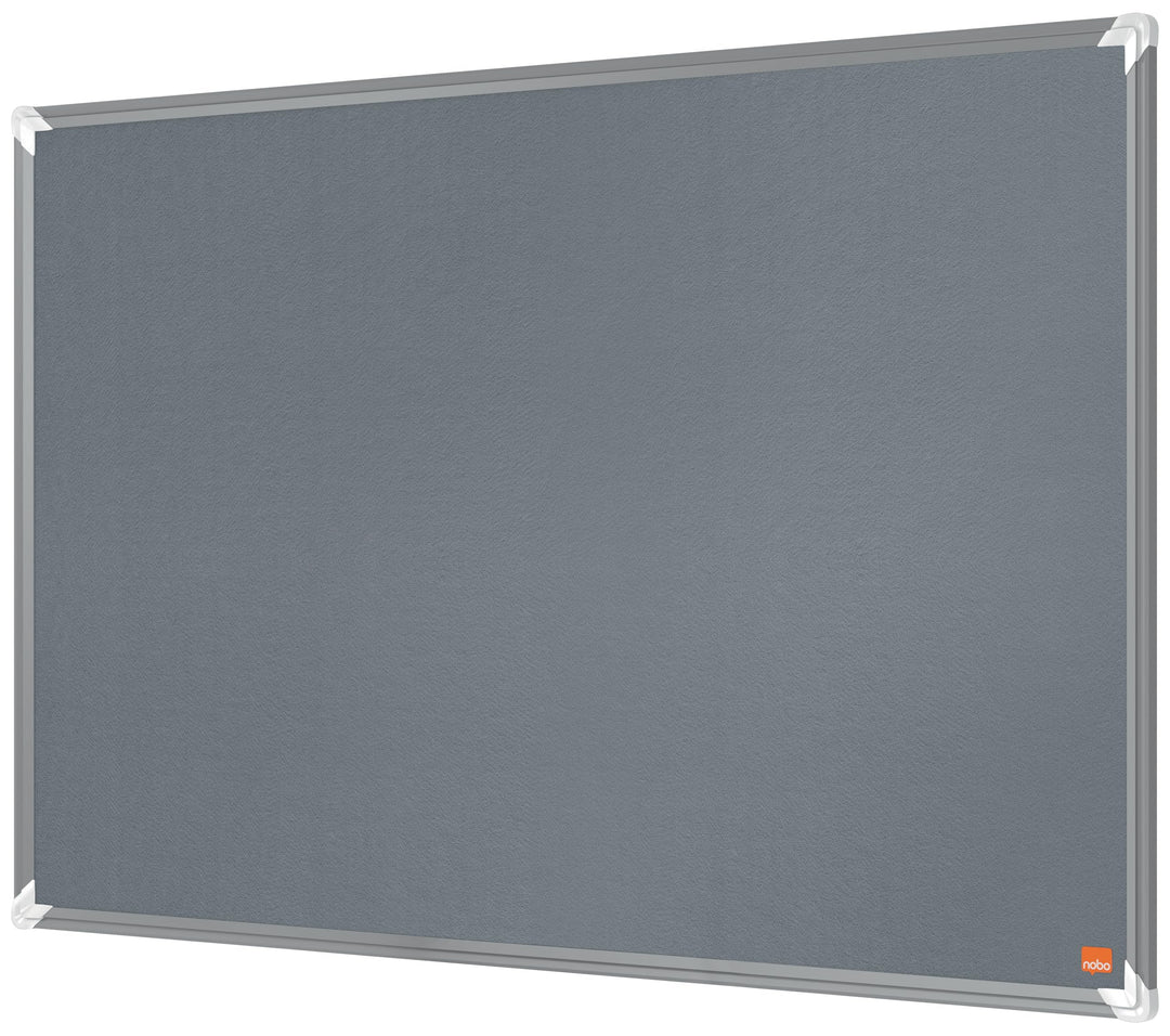Nobo Filz-Notiztafel, 60 x 90 cm, Aluminiumrahmen, Traditionelle Eckmontage, Premium Plus, Grau, 191