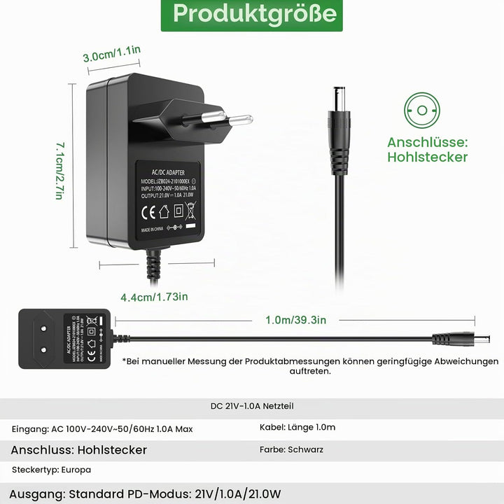 21V 1A Mini-Kettensäge-Akku-Ladegerät für Elektrowerkzeuge, kompatibel mit Seesi/Aker/Saker/Seyvum/O