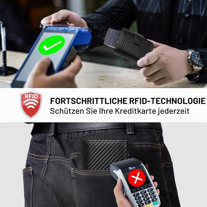 SENDEFN Kartenetui mit Münzfach | Geldbörse Herren RFID Schutz | Geldbeutel aus echtem Leder | Mini