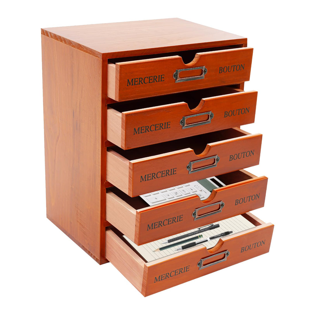 Schreibtisch Organizer, Home Office Schreibtisch-Organizer mit 5 Schubladen, Vintage-Holz-Aufbewahru