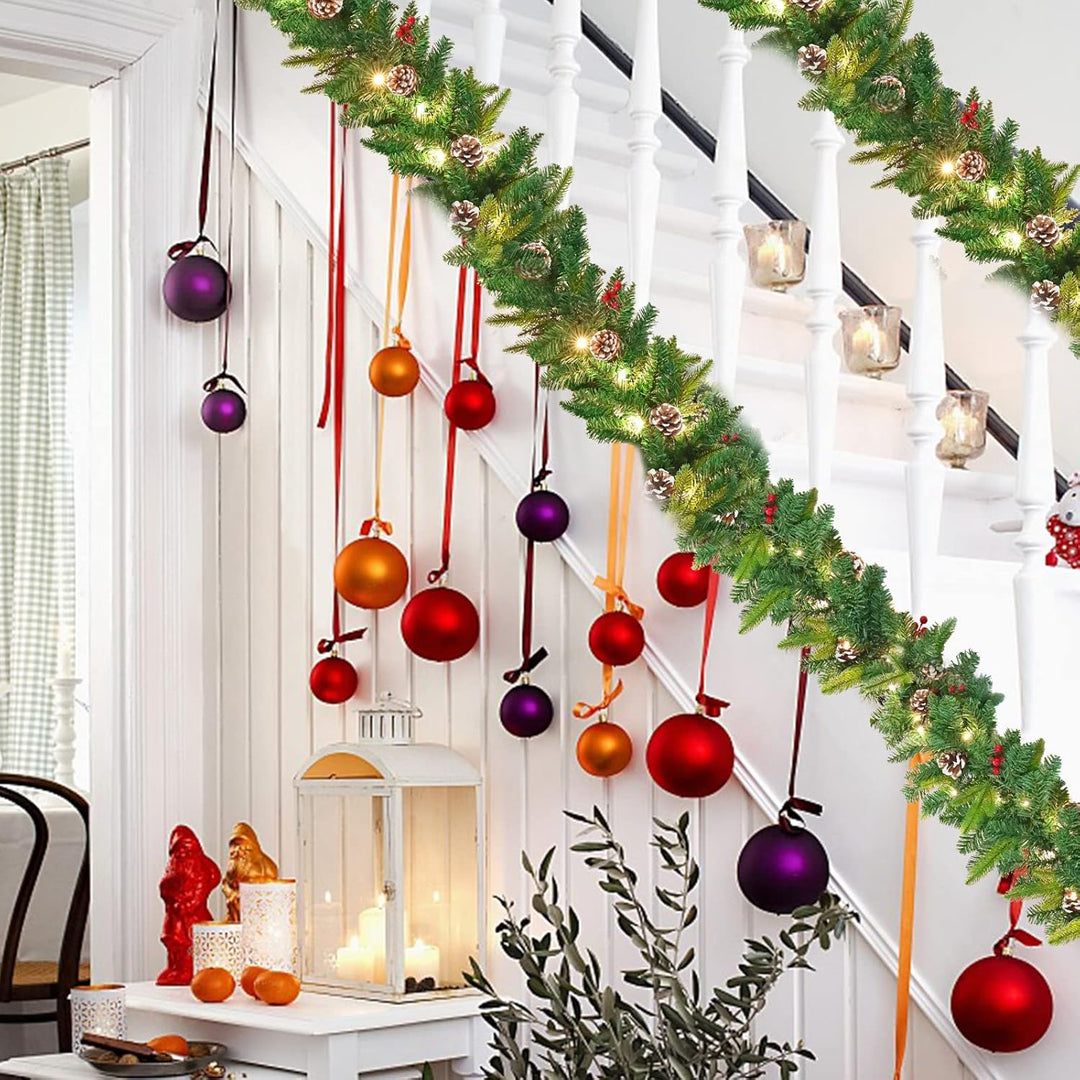 ACXIN Weihnachtsstock, Weihnachtsgirlande Rebe, Mit LED Leicht, Roten Beeren und Tannenzapfen Rebe,