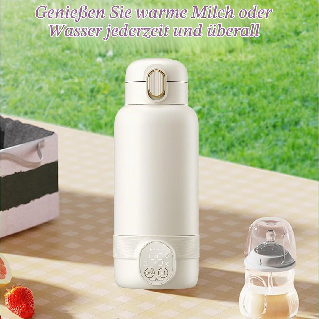 Cordless Portable Bottle Warmer,500ml Tragbarer Flaschenwärmer Baby,37 Bis 55 Grad Einstellbar mit L