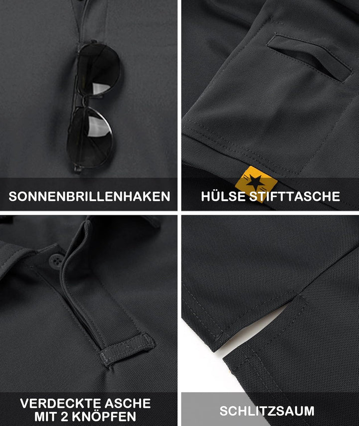 JACKETOWN Herren Kurzarm Poloshirt Schnelltrocknend Atmungsaktives Tshirt Tennis Sommer Poloshirts M