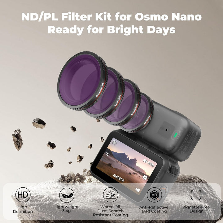 Freewell Bright Day Filter-Set für DJI Osmo Nano - ND8/PL, ND16/PL, ND32/PL & ND64/PL Filter