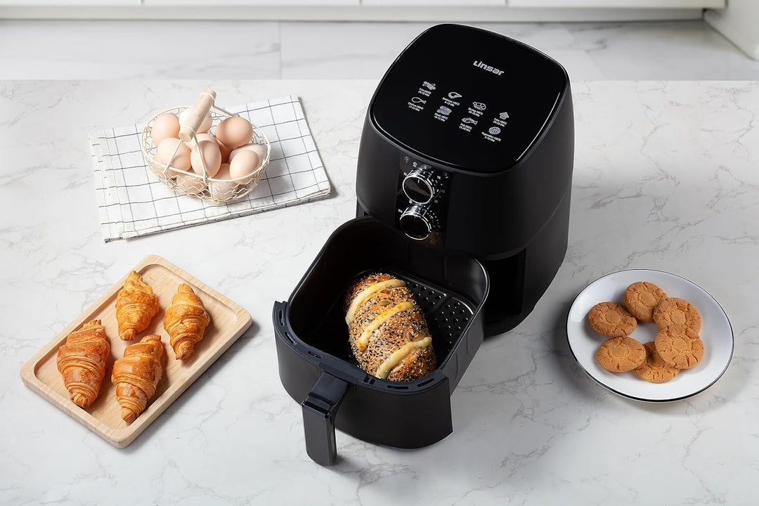 Heissluftfritteuse 4L - Airfryer mit Timer und Warmhaltefunktion - Temperatur wählbar - Energiespare