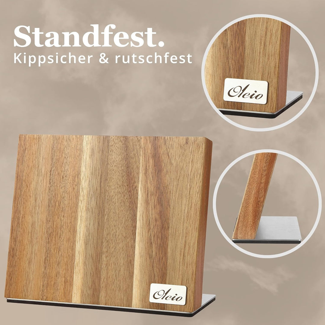 Oleio hochwertiger magnetischer Messerblock Messerbrett für bis zu 6 Messern I Zeitloses Design aus