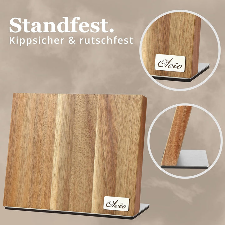 Oleio hochwertiger magnetischer Messerblock Messerbrett für bis zu 6 Messern I Zeitloses Design aus
