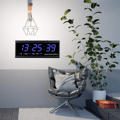 SABUIDDS 48cm Led Digitale Wanduhr mit Temperaturanzeige Kalenderuhr Wanduhren Digitaluhr Ziffer Dis