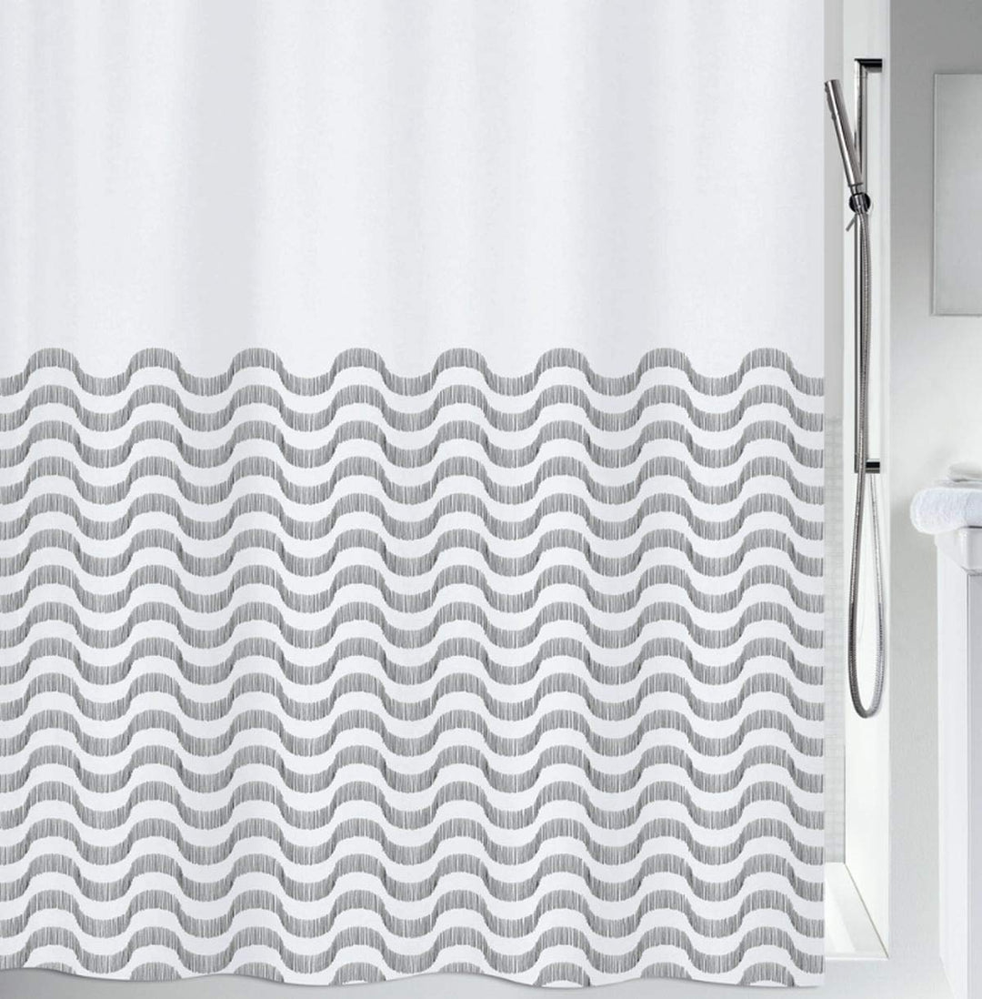Spirella Anti-Schimmel Duschvorhang - Anti-Bakteriell, waschbar, wasserdicht - Polyester, „Vagues“ 1