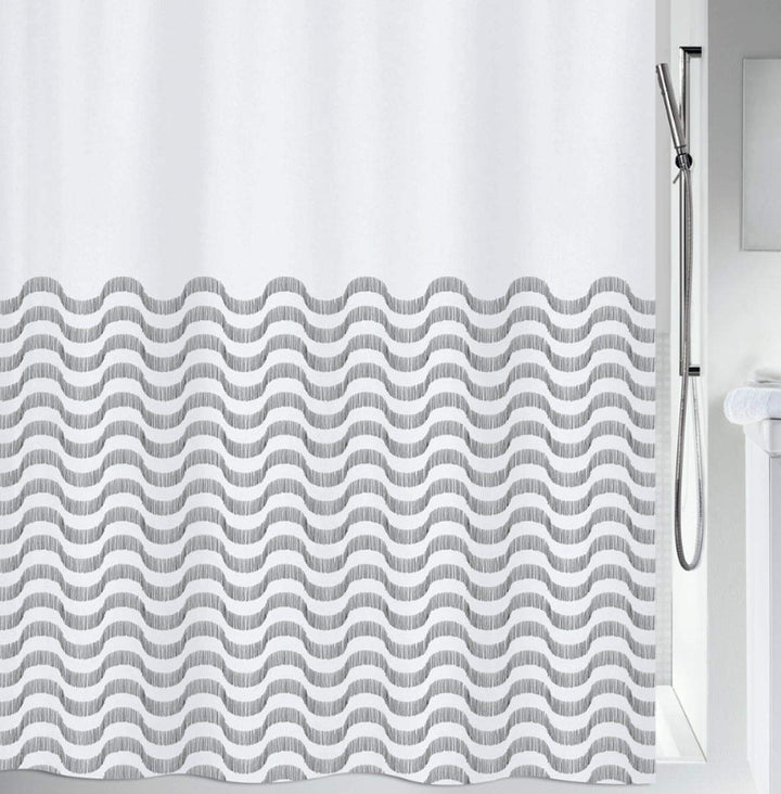Spirella Anti-Schimmel Duschvorhang - Anti-Bakteriell, waschbar, wasserdicht - Polyester, „Vagues“ 1