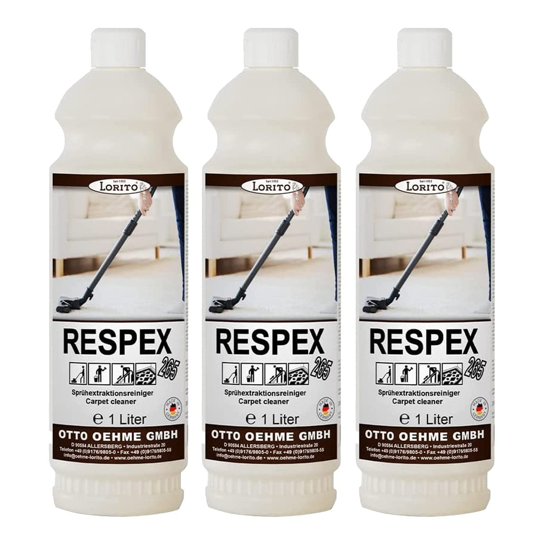 Lorito Teppichreiniger Respex 265 3 x 1 Liter, geeignet für Dampfreiniger und Sprühextraktionsgeräte