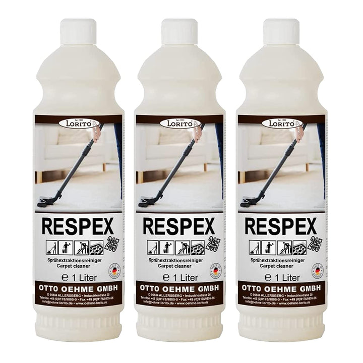Lorito Teppichreiniger Respex 265 3 x 1 Liter, geeignet für Dampfreiniger und Sprühextraktionsgeräte
