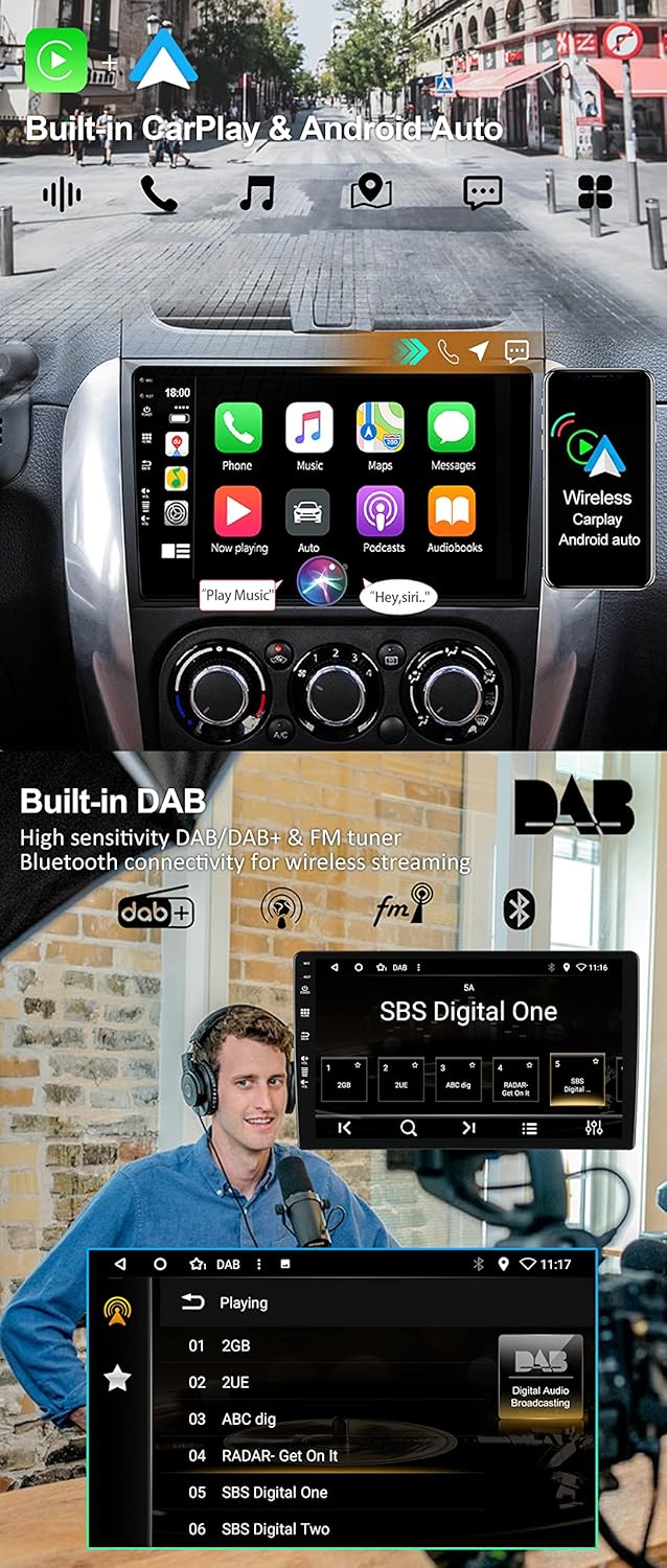 [Eingebaut DAB] - Android 12 IPS Autoradio Passt für Suzuki SX4 (2006-2013) - Kabellos Carplay/Andro