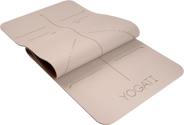 YOGATI - Yogamatte, rutschfest und dick, Yogamatte mit Punkten zur Körperausrichtung, Sportmatte für