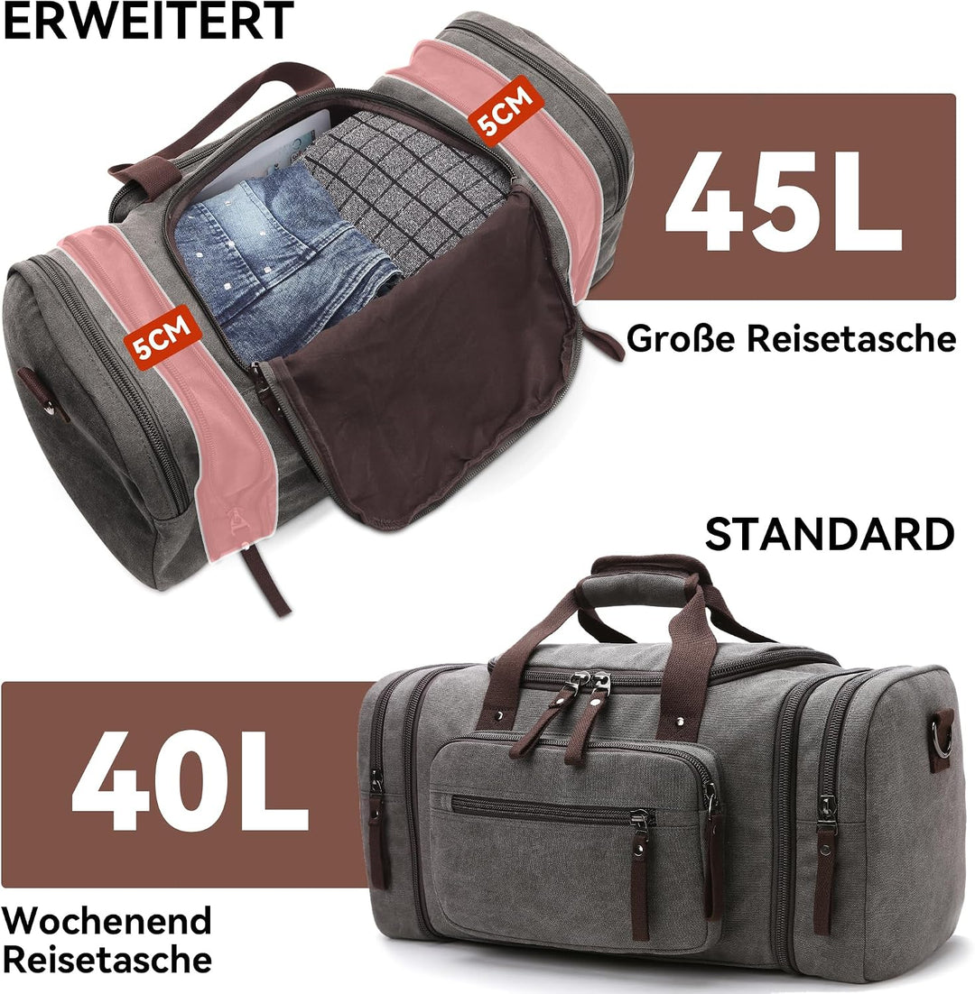 DORRISO Mode Herren Reisetasche Grosse Kapazität Erweiterbar Sporttasche 40L Elegant Handgepäck Tasc