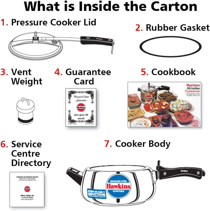 Hawkins SSC35 Schnellkochtopf aus Edelstahl, 3,5 l, silberfarben 3.5 Litre SS Contura Edelstahl, Ind