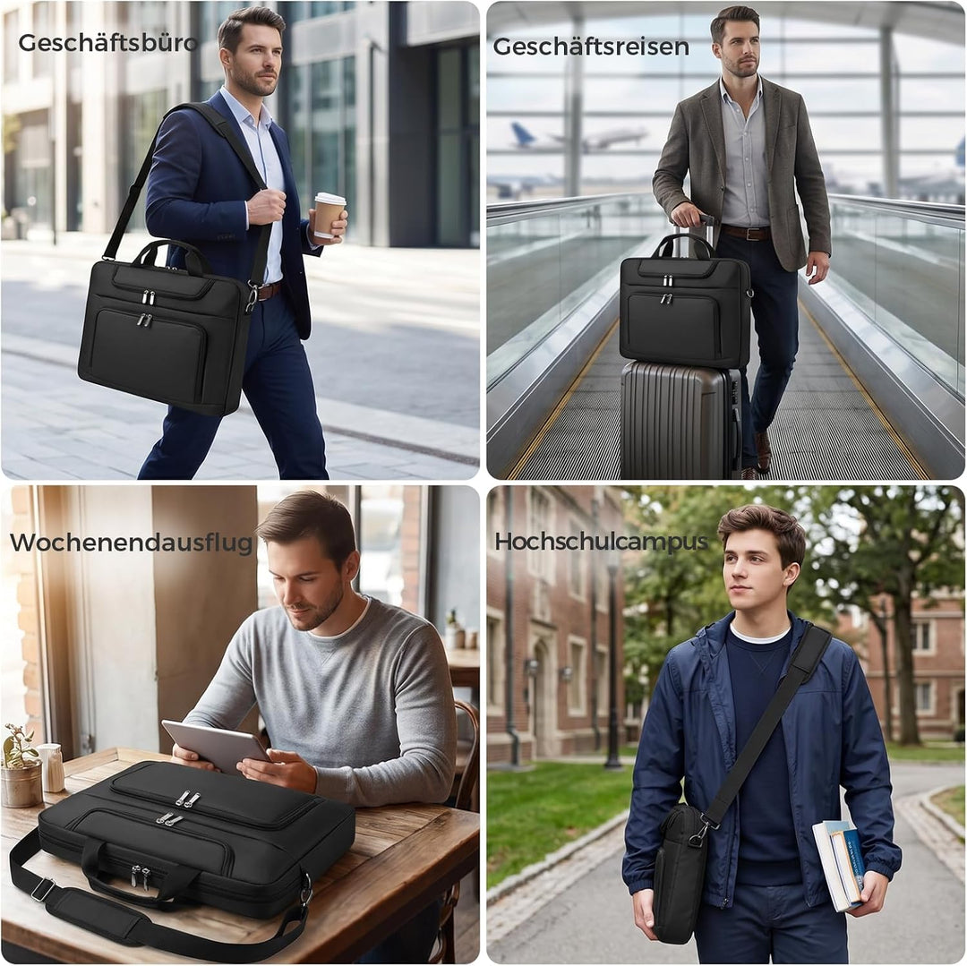 BERTASCHE Laptoptasche 17 Zoll - 17,3 Zoll Notebooktasche für Herren Damen, Computertasche für Reise