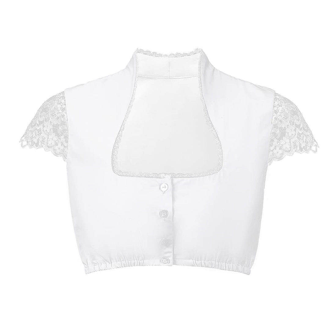 Kelliar Dirndlbluse Damen Trachtenbluse Creme Dirndl Bluse für Bavarian Oktoberfest 34 Creme-31, 34