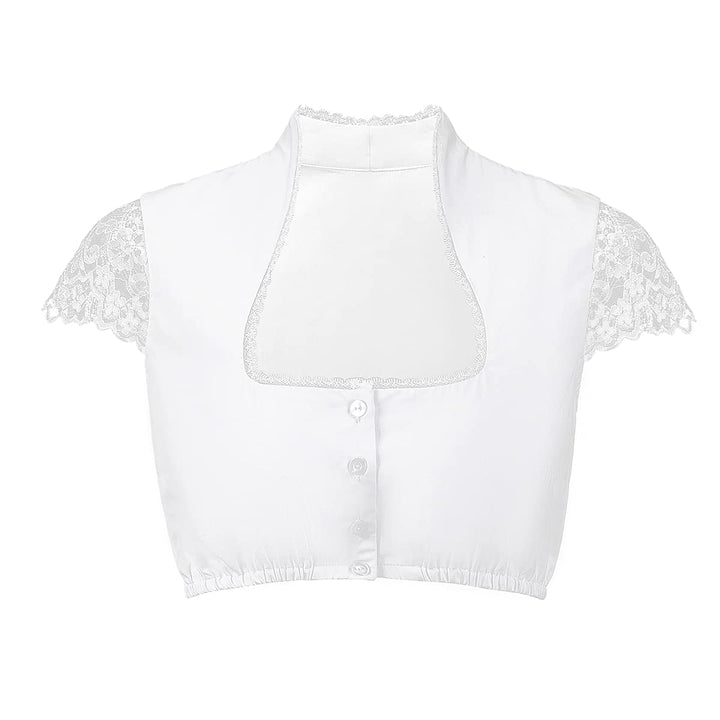 Kelliar Dirndlbluse Damen Trachtenbluse Creme Dirndl Bluse für Bavarian Oktoberfest 34 Creme-31, 34