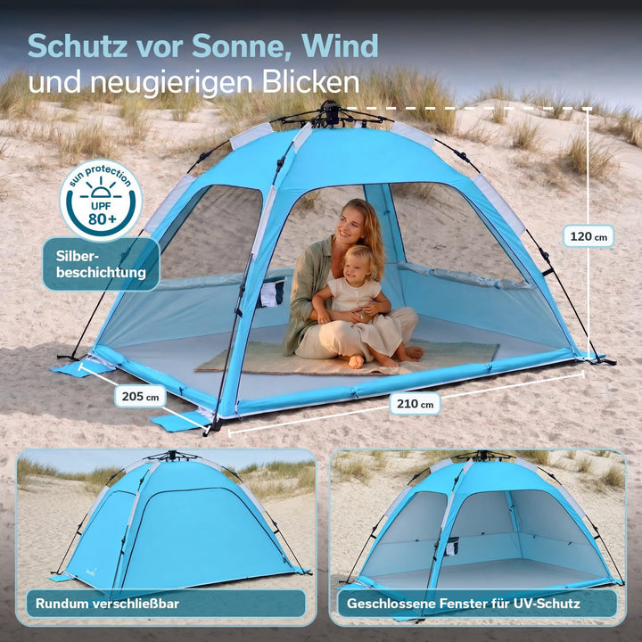 Skandika Strandmuschel Skugga Quick-Start | Strandzelt, UV-Schutz 80+, rundum verschliessbar, Windsc