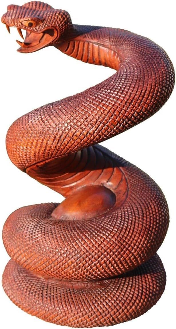 Wogeka Schöne Holz Schlange Statue Deko Tier Figur Dekoration Handarbeit Bali Snake04