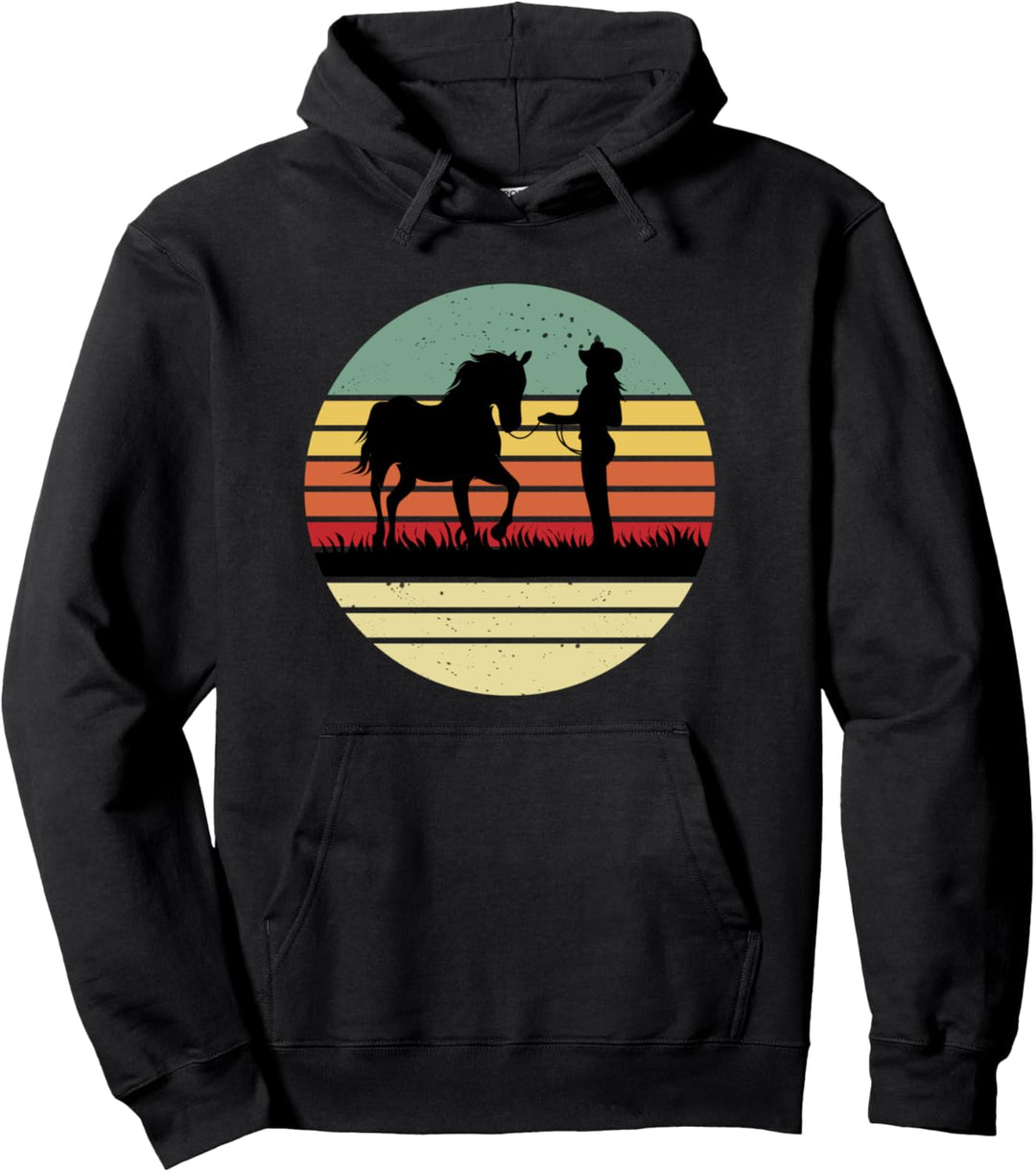 Pferde Mädchen Pferdemädchen Pfereliebe Sonnenuntergang Pullover Hoodie