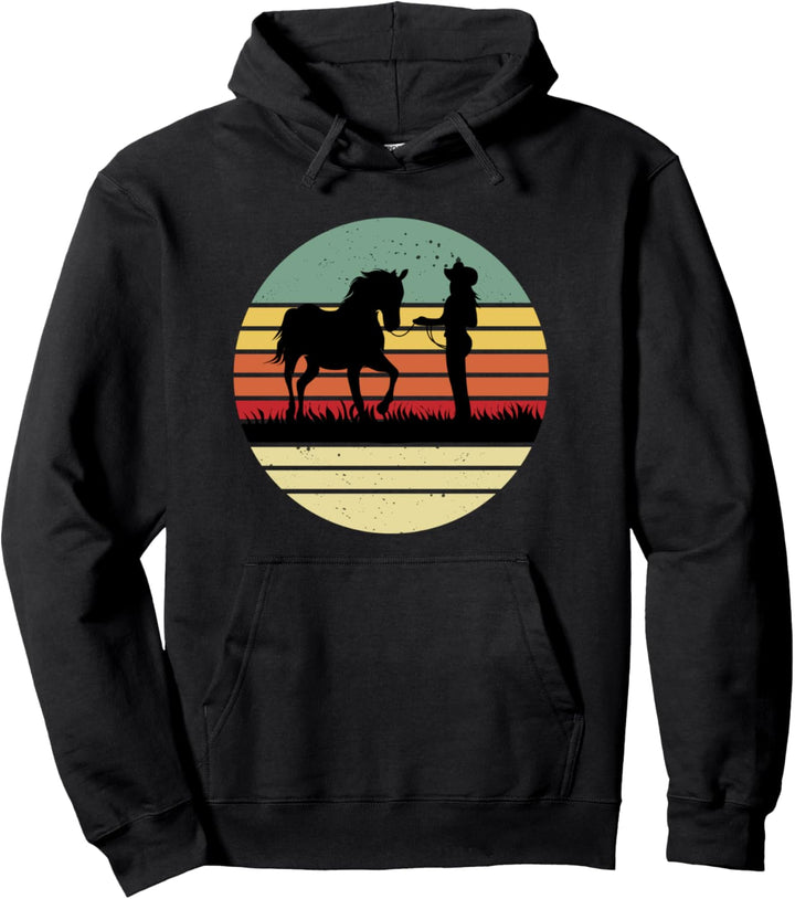Pferde Mädchen Pferdemädchen Pfereliebe Sonnenuntergang Pullover Hoodie