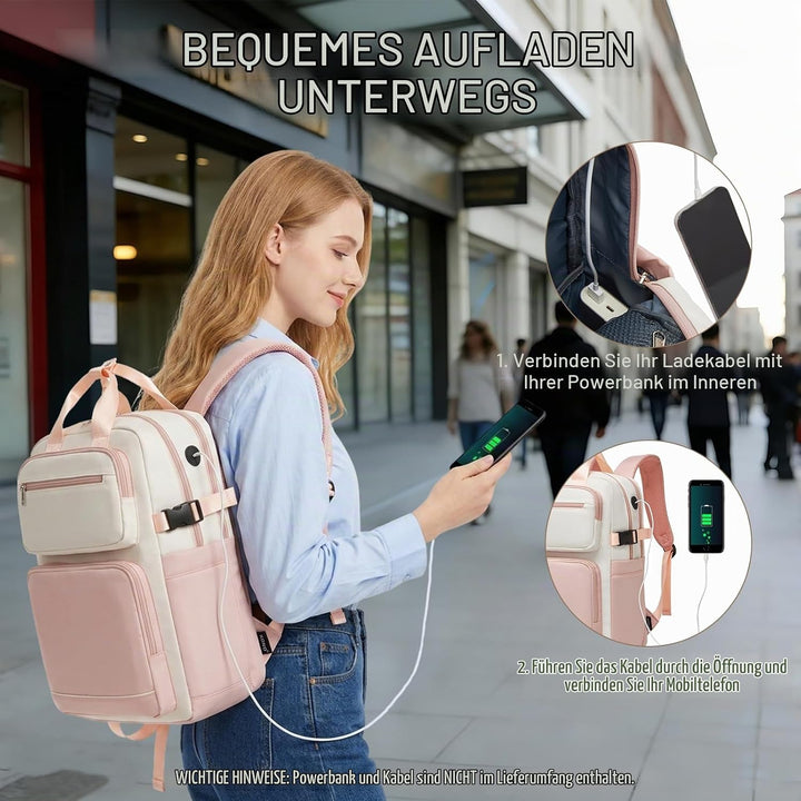 KONO Rucksack Damen 15,6 Zoll Laptop Rucksack Wasserdicht, Eleganter Schulrucksack für Damen und Mäd