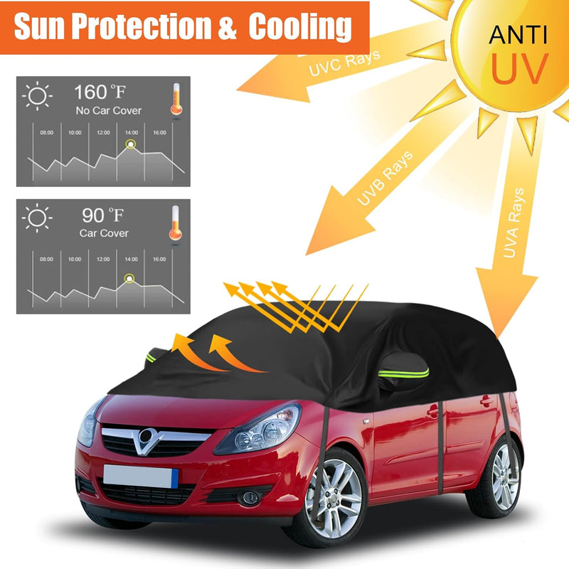 Autoabdeckung Ersatz für Opel Corsa D Renault Clio Peugeot 208, Universelle Sonnenfest Hälfte Autoab