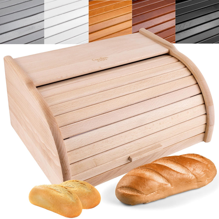 Creative Home Brotkasten Holz | 38 x 28,5 x 17,5cm (+/-1cm) | Perfekte BrotBox für Brot Brötchen Kuc