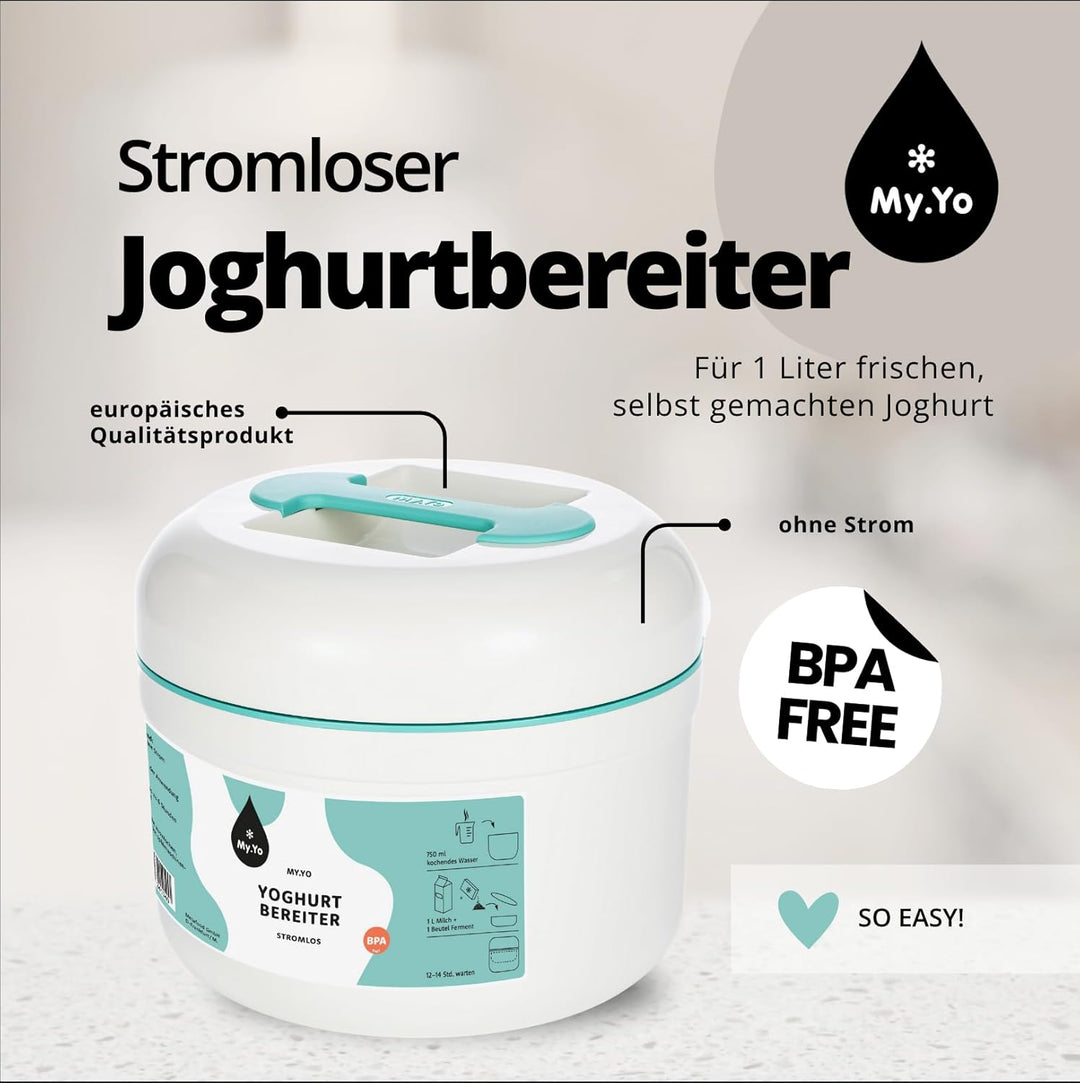 My.Yo - Joghurtbereiter ohne Strom | Farbe Mint | Inkl. 2 Beutel, Mint