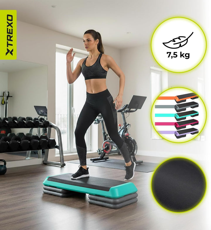 TREXO Stepper Für Zuhause - Aerobic Step mit 3-Stufiger Höhenverstellung, Fitness & Sport - Training