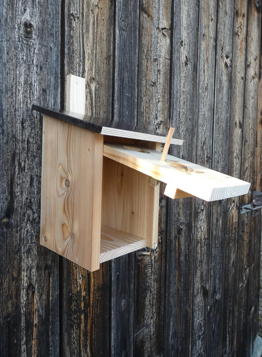 Premium Natur Lärchenholz Nistkasten unbehandelt nach Nabu, massives Vogelhaus Nisthilfe wetterfest