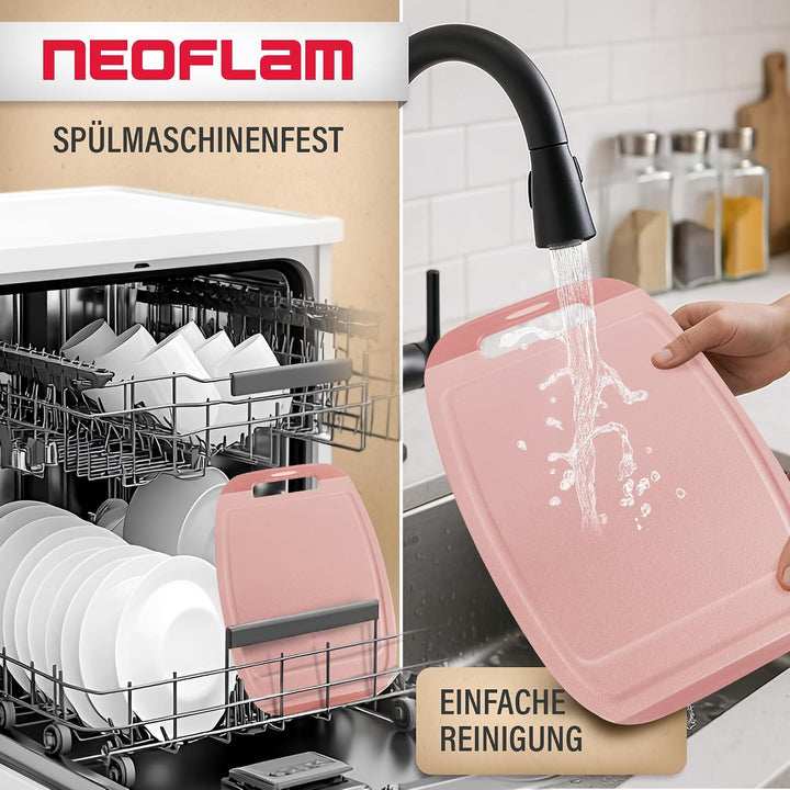 NEOFLAM® Schneidebrett Kunststoff gross, mittel, klein – Schneidebretter spülmaschinenfest, Schneide