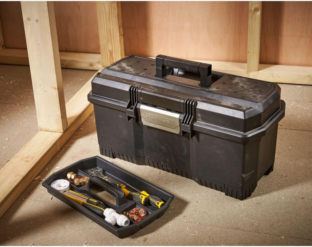 Stanley Werkzeugbox / Werkzeugkoffer (24", 60.5x28.7x28.7cm, mit Schnellverschluss, stabiler Werkzeu