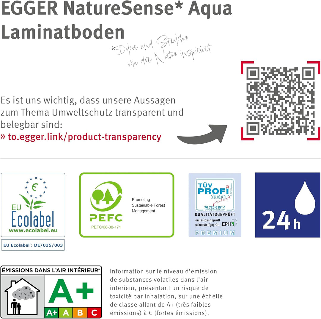 EGGER NatureSense Aqua Laminat EL2953 Lausanne Eiche natur 1292x193x10mm (1,746m²), 1,746m&amp;