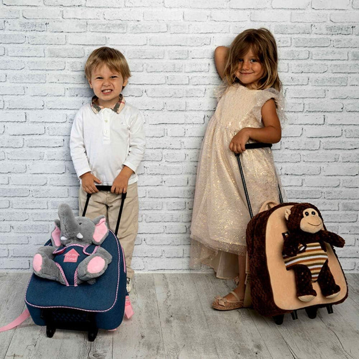 PERLETTI Tasche mit Rollen für Kindergarten und weiches Plüsch, für Kinder von 3 4 5 Jahren – Abnehm