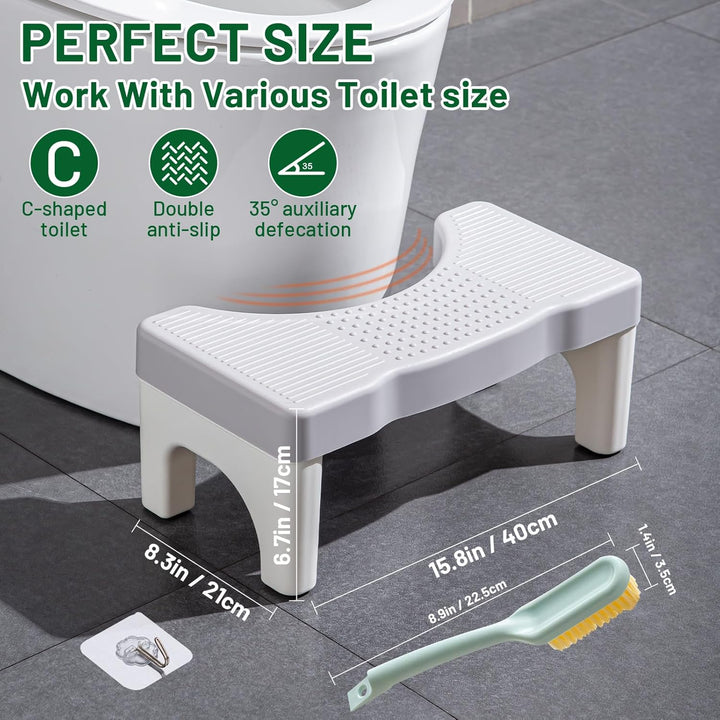 Toilettenhocker,Klohocker,Hocker Toilette mit Anti-Rutsch-Pads,Ergonomischer WC Hocker Tragbarer für