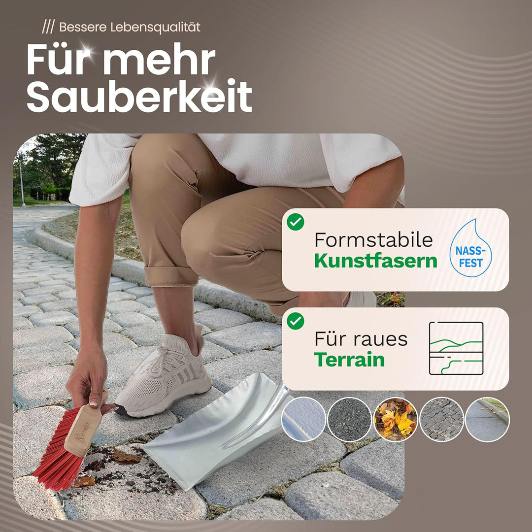Novaliv 4X Kehrschaufel Set verzinkt Elastonborsten Kehrblech und Handfeger Set Kehrset Kehrgarnitur