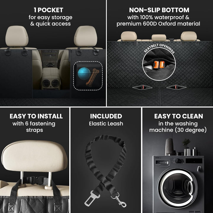 Hundedecke Auto Rückbank/Kofferraum/Vordersitz + Napf | Wasserdicht rutschfest Waschbar | Hunde Auto