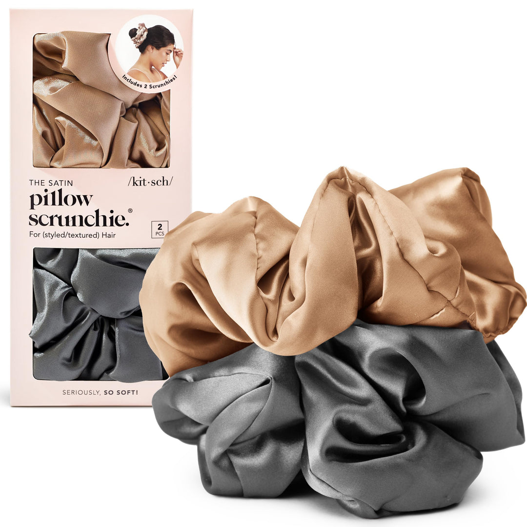 Kitsch Haargummis für Damen und Mädchen, 5 Stück, Schwarz / goldfarben, Anthrazit und Gold