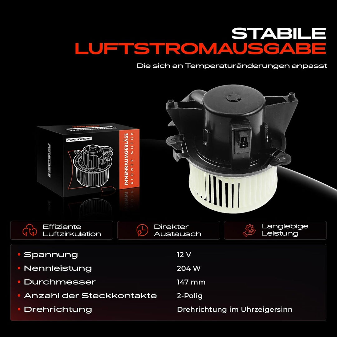 Frankberg Heizungsgebläse Gebläsemotor Kompatibel mit Doblo 119 223 1.2L-1.9L 2001-2010 Punto 188 1.