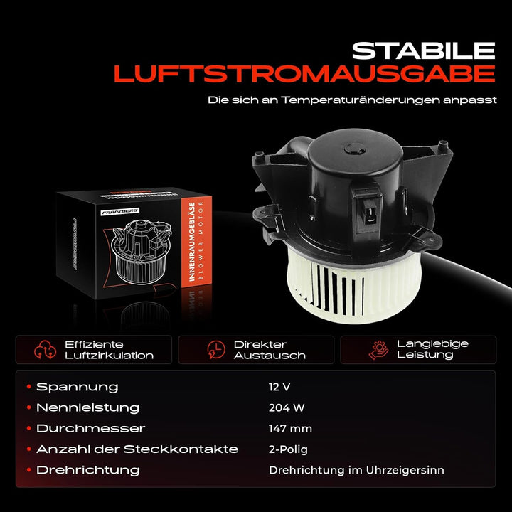 Frankberg Heizungsgebläse Gebläsemotor Kompatibel mit Doblo 119 223 1.2L-1.9L 2001-2010 Punto 188 1.