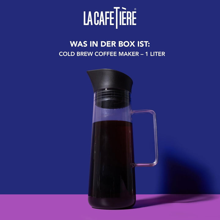 La Cafetière Kaffeebereiter zum Kaltbrühen, mit Netzfilter, spülmaschinenfest, Krugdeckel mit Ausgie