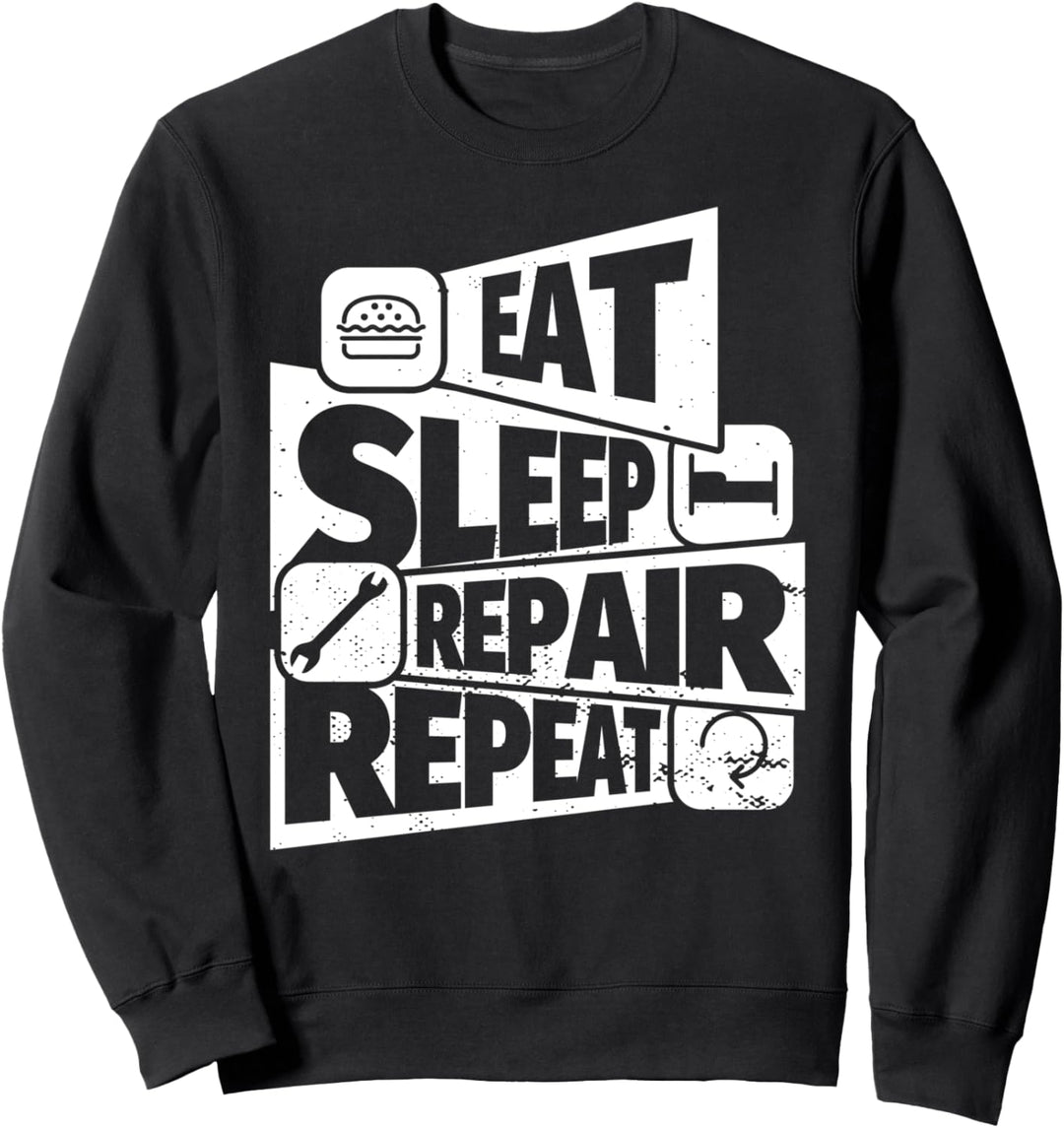 ESSEN SIE SCHLAF Automechaniker Reparatur WIEDERHOLEN Lustig Sweatshirt